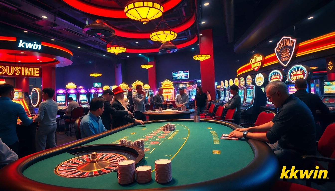 Kkwin.company offers an immersive gaming experience at vibrant casino tables with players enjoying thrilling poker games.